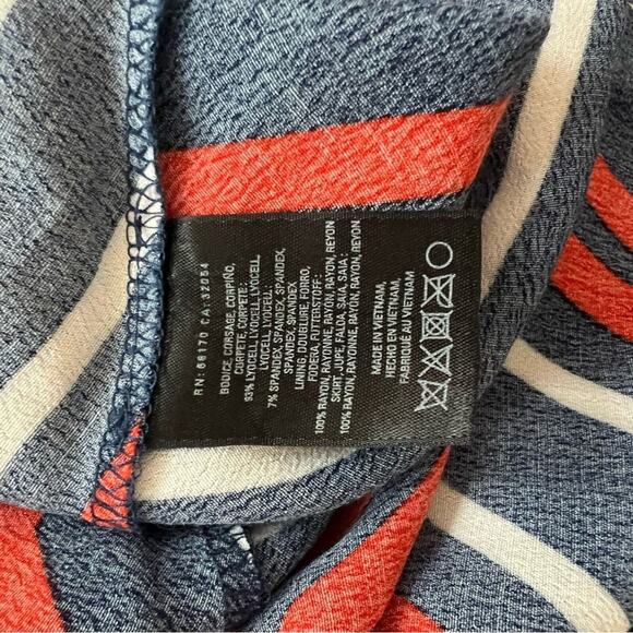 Anthropologie Maeve Cameron Navy Orange Asymmetrical Striped Dress Size Small - Picture 12 of 15